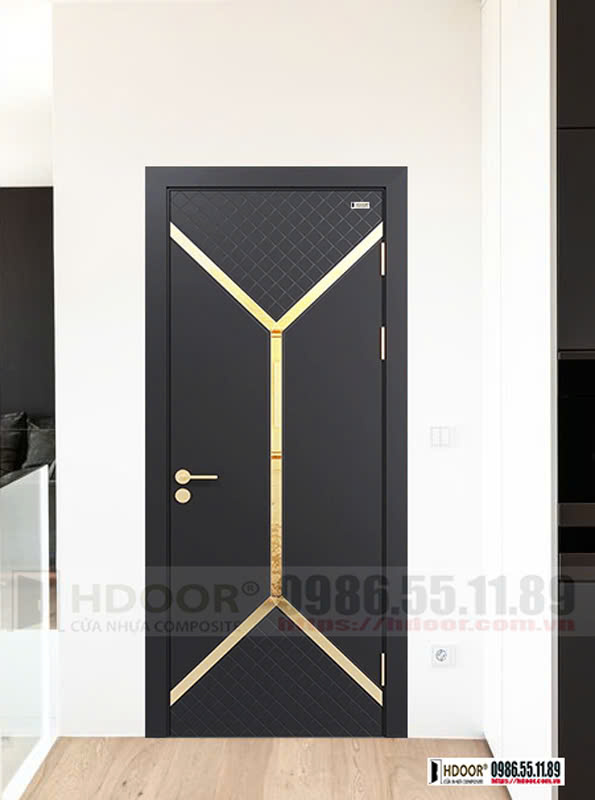 Cửa nhựa composite HDOOR® trang trí nẹp nhôm